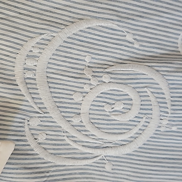 Women Blue & white stripes long sleeve button down shirt - Picture 7 of 8